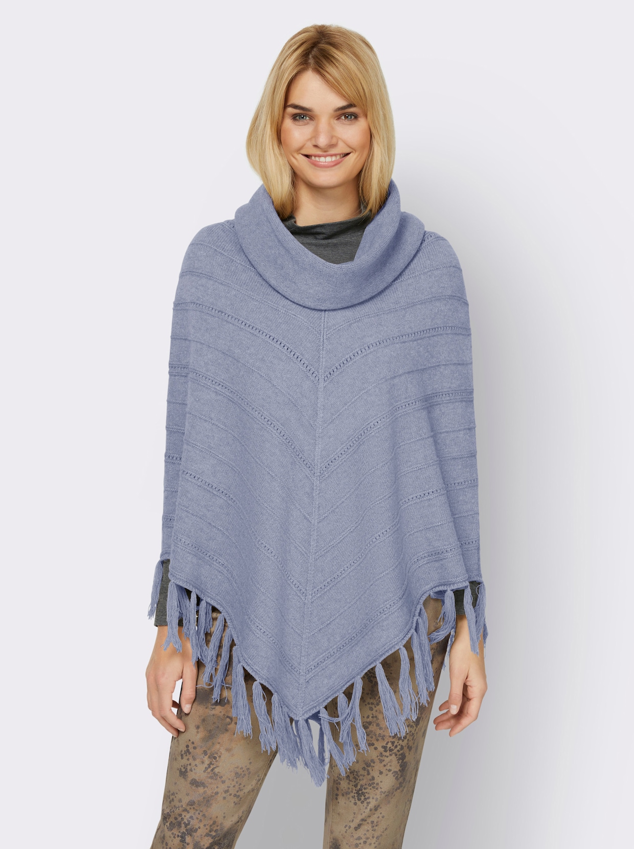 heine Poncho - bleu-meliert