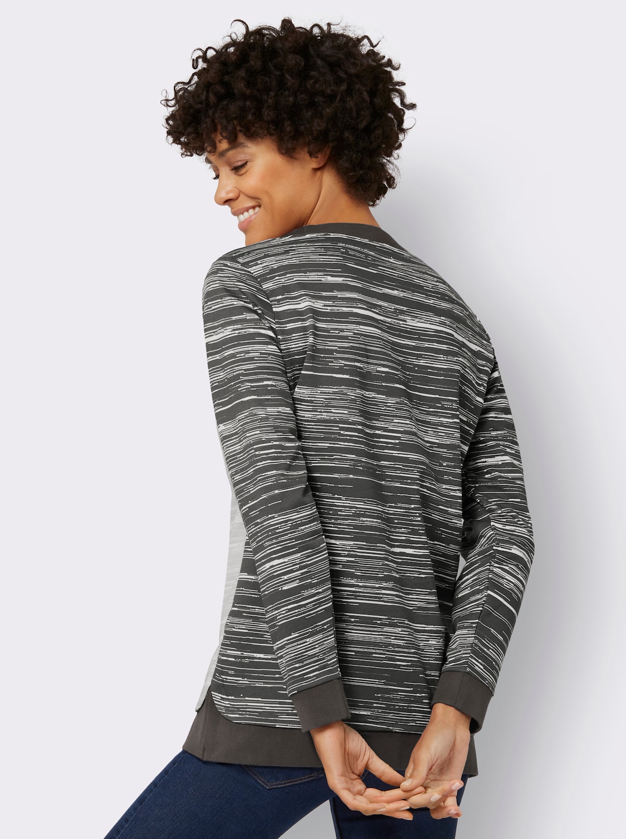 Sweat-shirt - graphite-écru imprimé