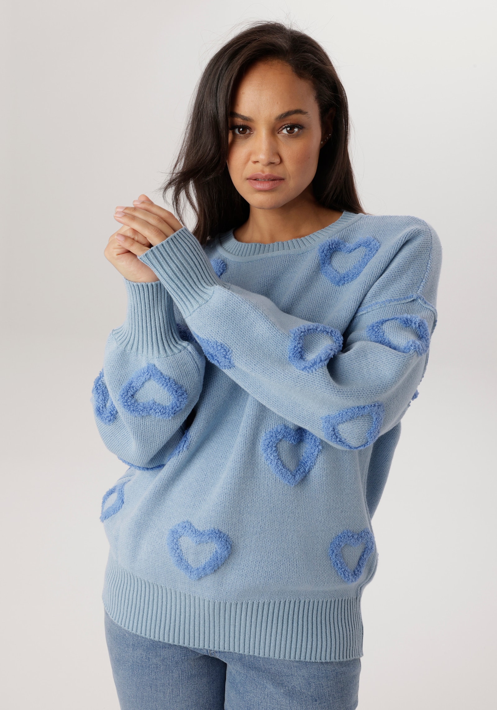 Aniston PLUS Strickpullover - hellblau-blau