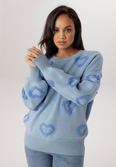 Aniston PLUS Strickpullover - hellblau-blau