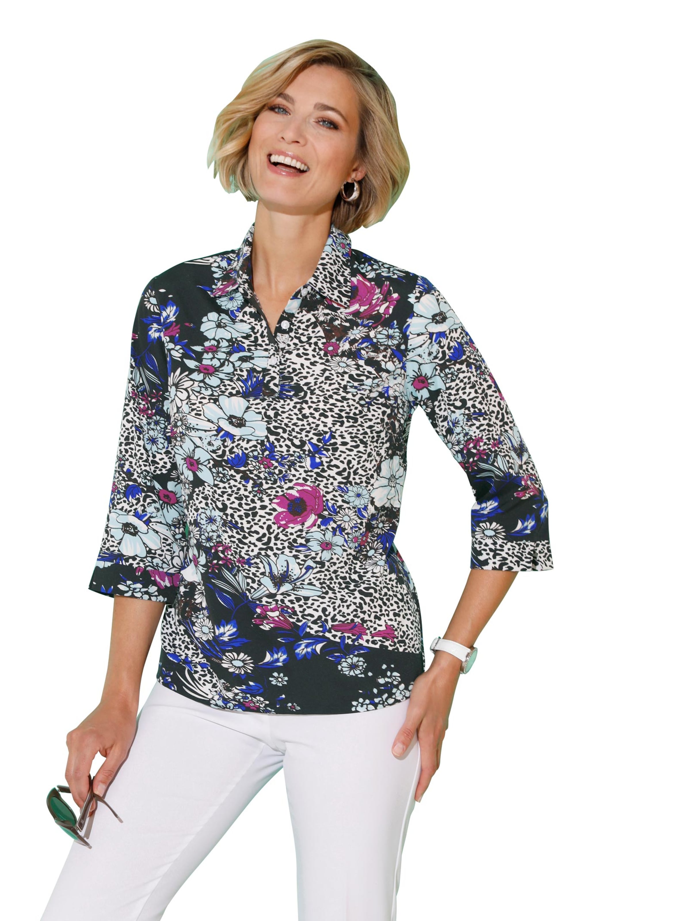 Bluse - aqua-bedruckt