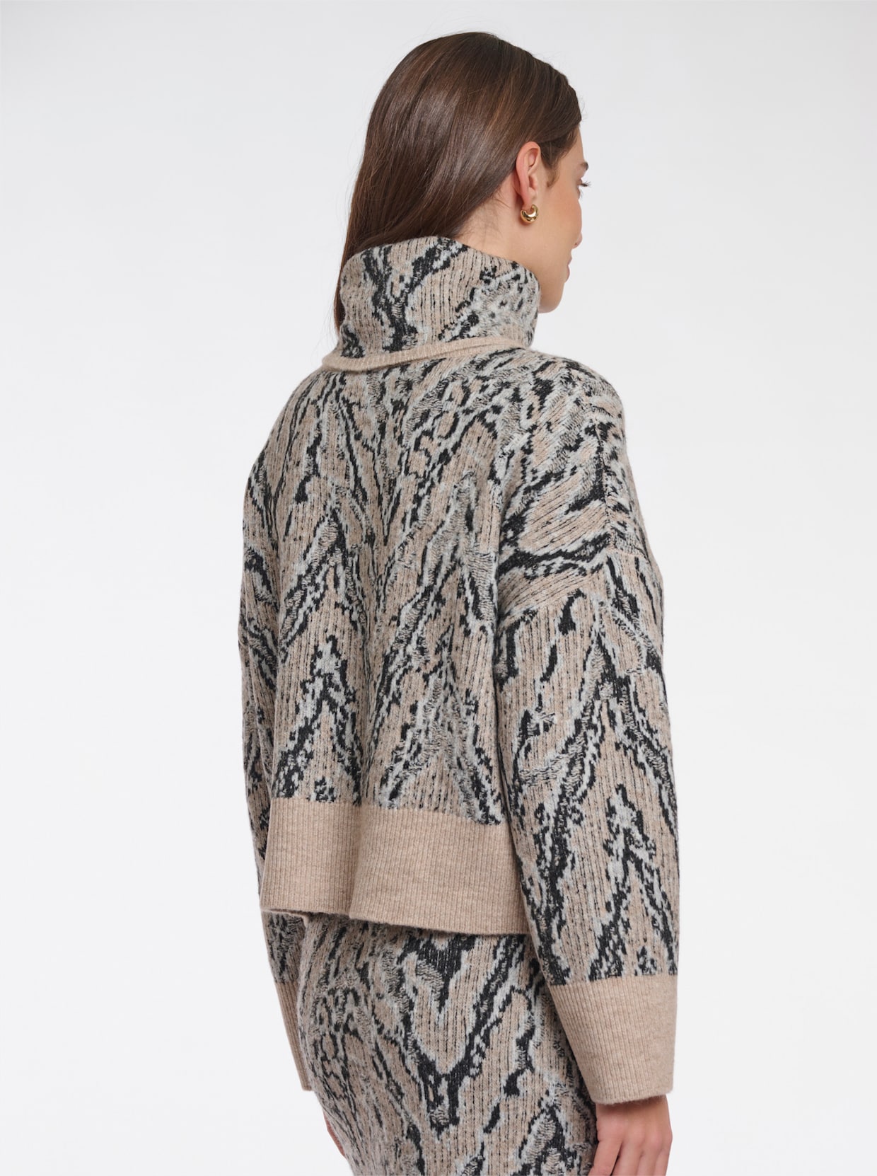 Jacquardpullover - schwarz-sand-gemustert