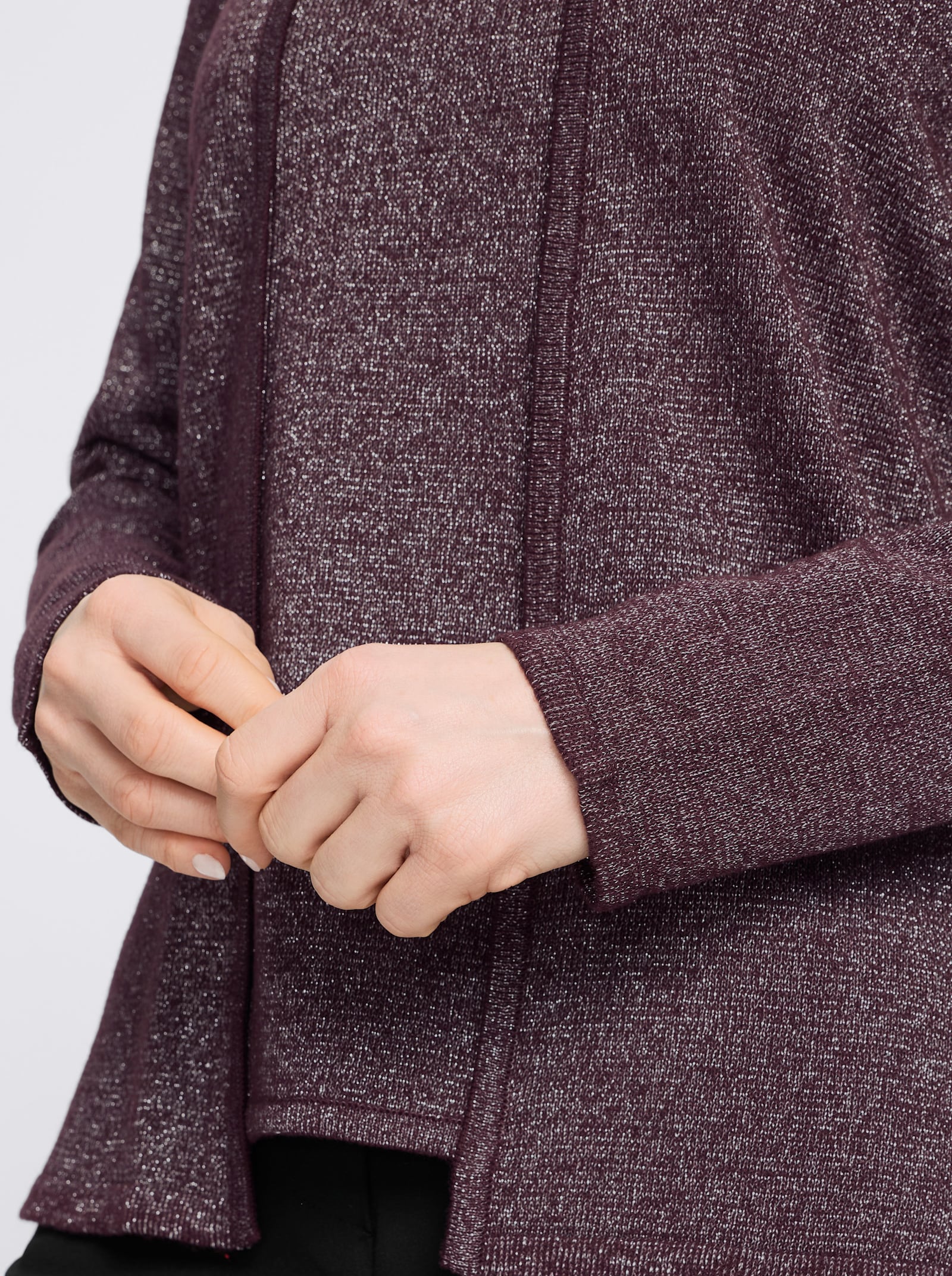2-in-1-Pullover mit Glanzgarn - burgund-silberfarben