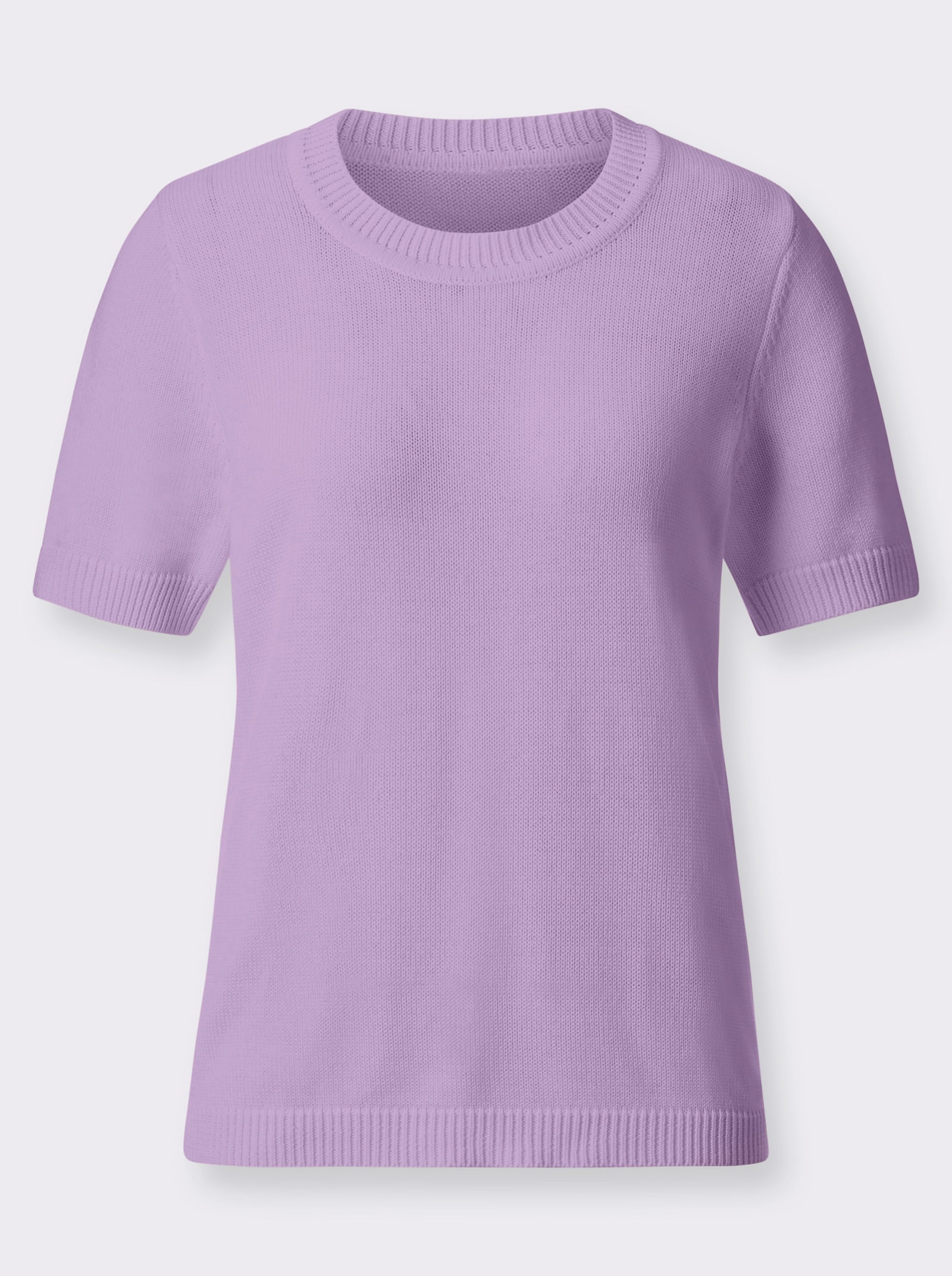 Kurzarmpullover mit Rippabschlüssen - flieder