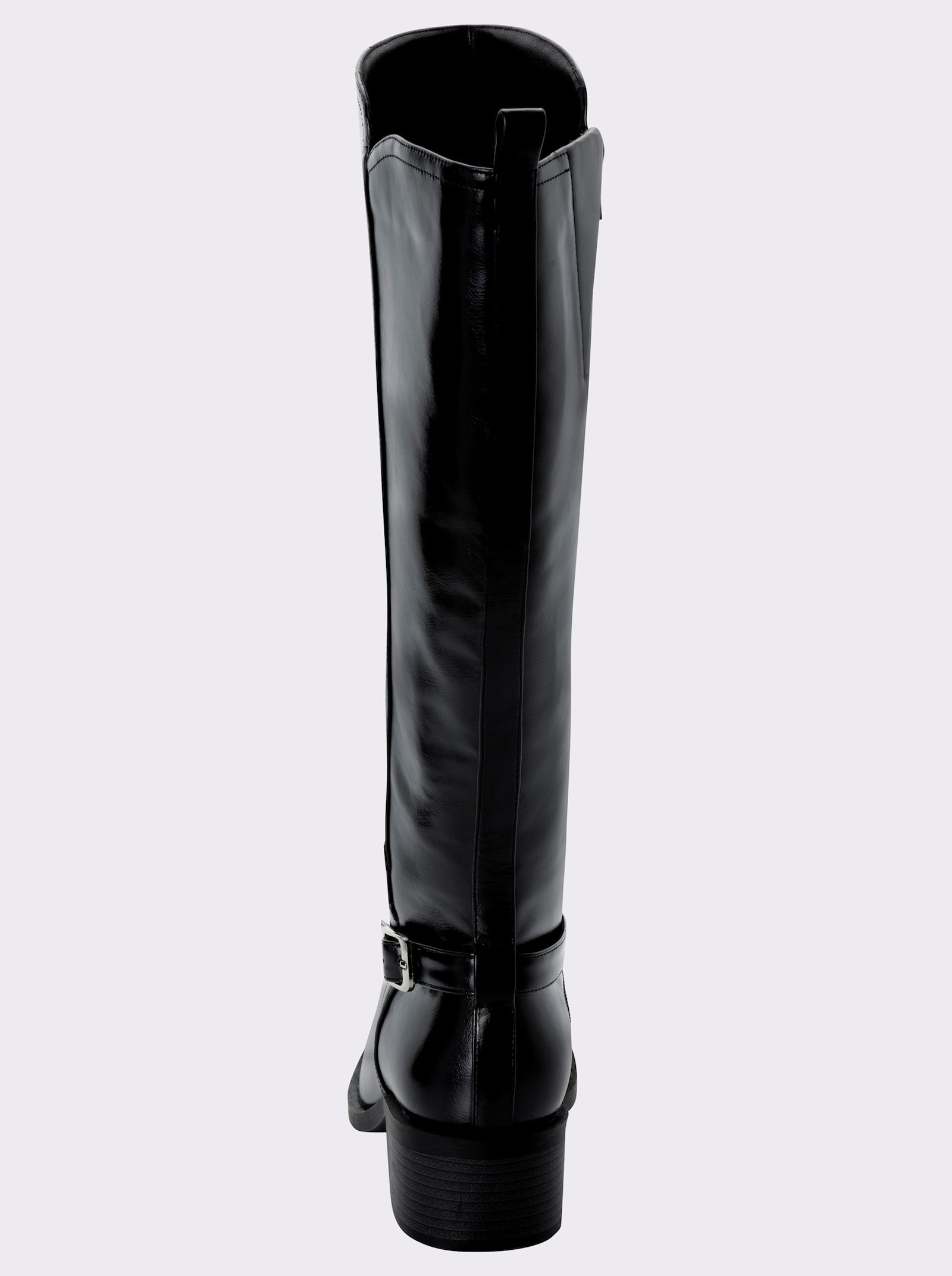 Weitschaftstiefel mit dezentem Glanz - schwarz