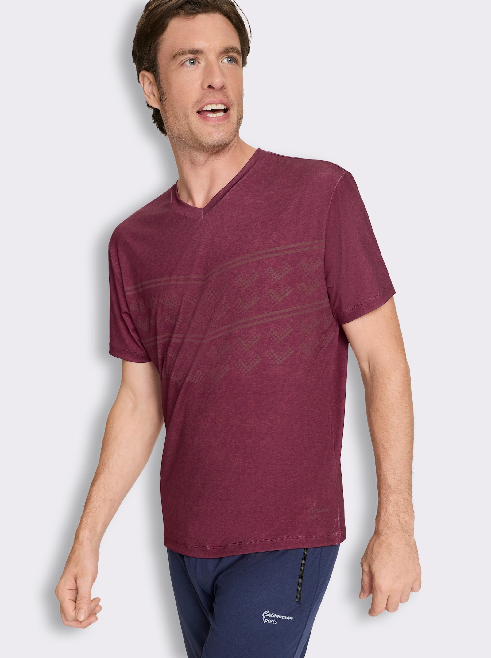 Funktionsshirt mit Seitenschlitzen - dunkelrot-meliert