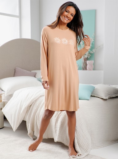 wäschepur Sleepshirt mit Sonnen-Motiven - camel