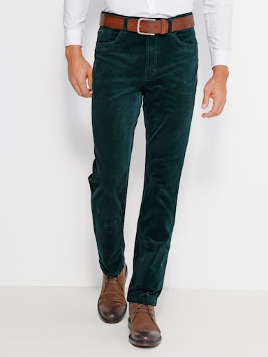 Cordhose aus Baumwoll-Stretch - petrol
