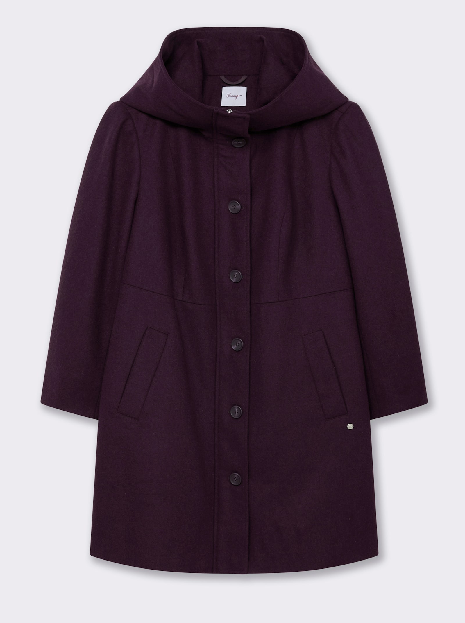 sheego Kurzmantel in A-Linie, mit Kapuze - aubergine