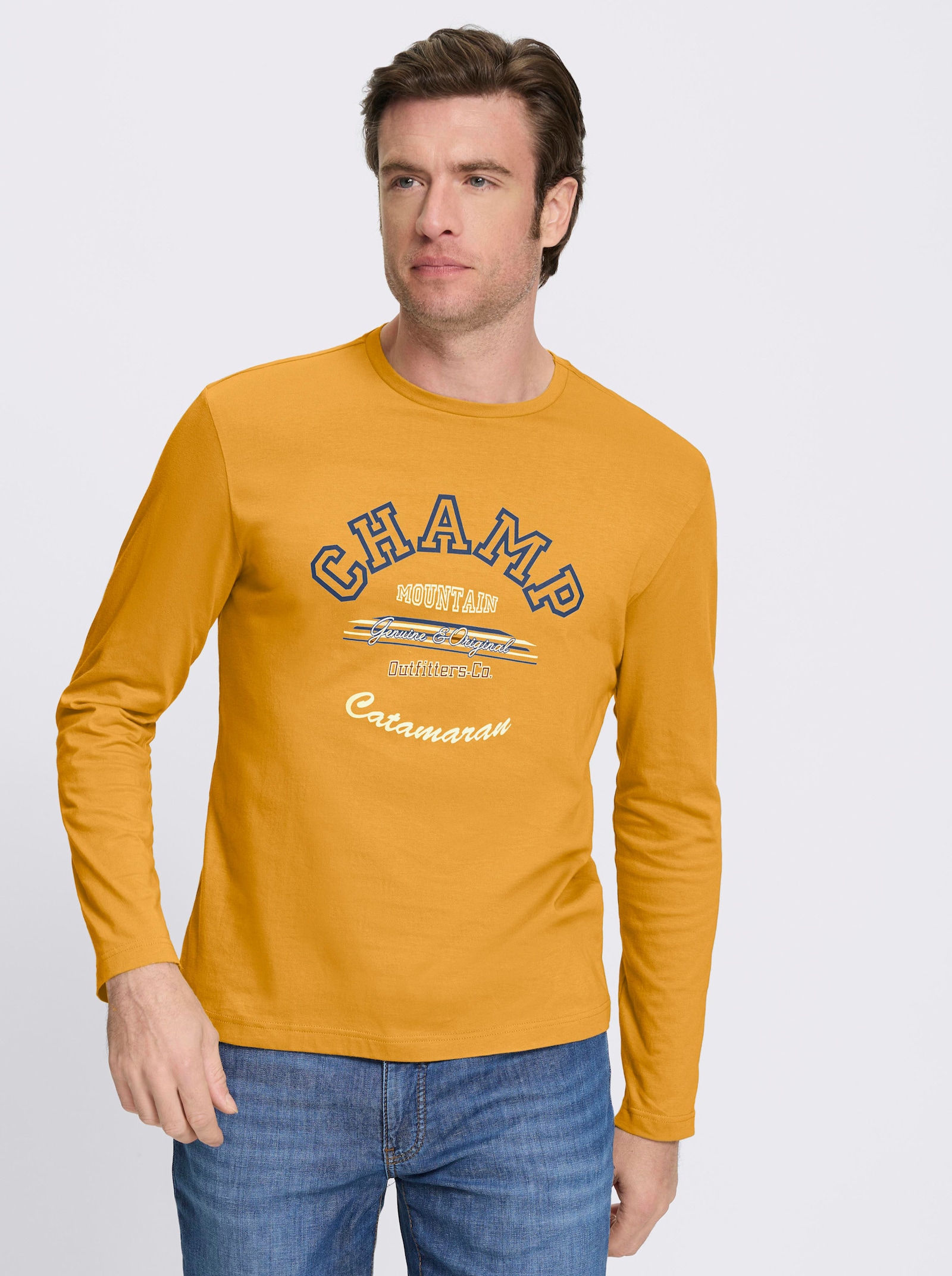 Catamaran Langarmshirt - ocker-bedruckt