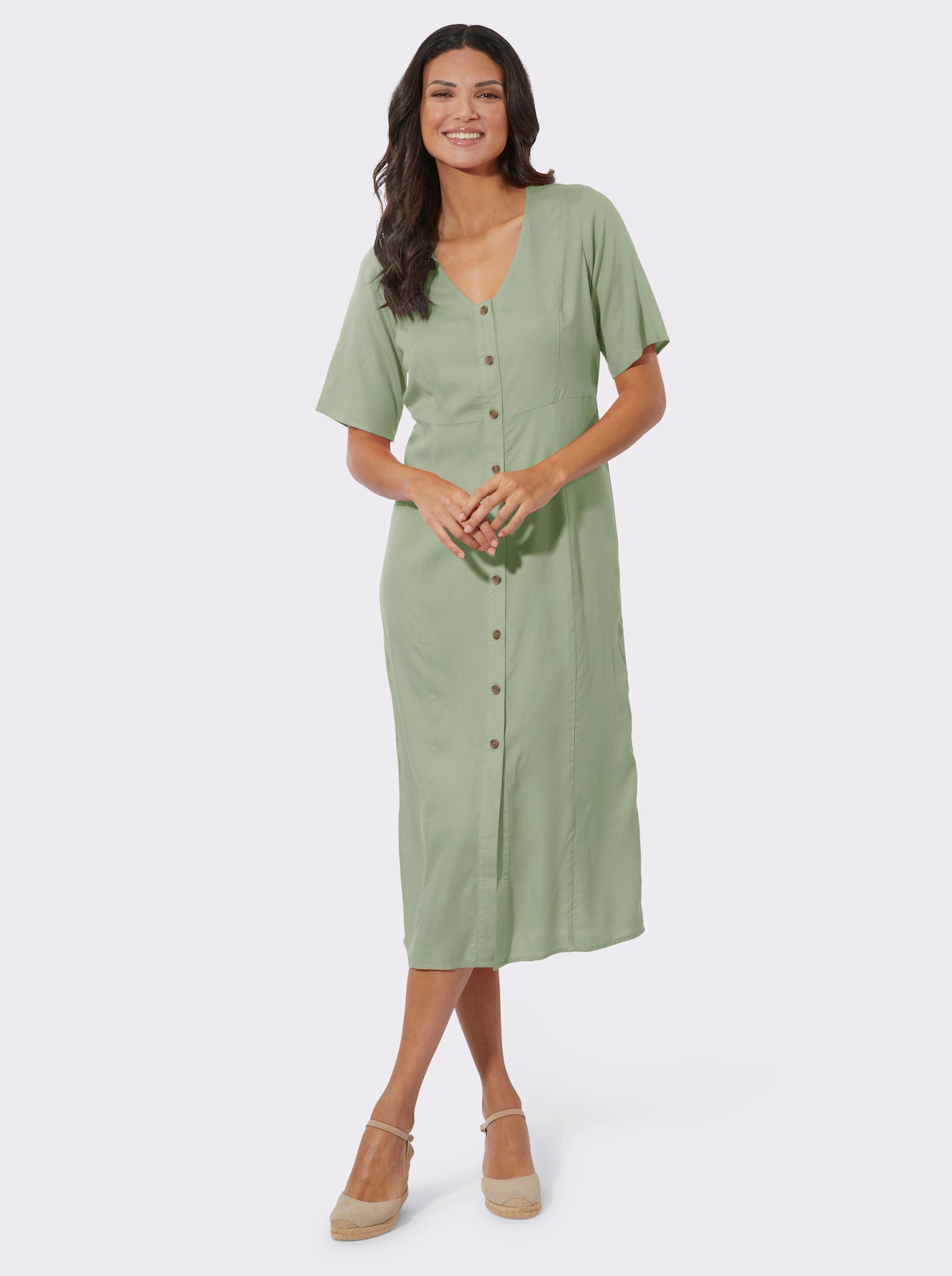 Sommerkleid aus reiner Viskose - eucalyptus