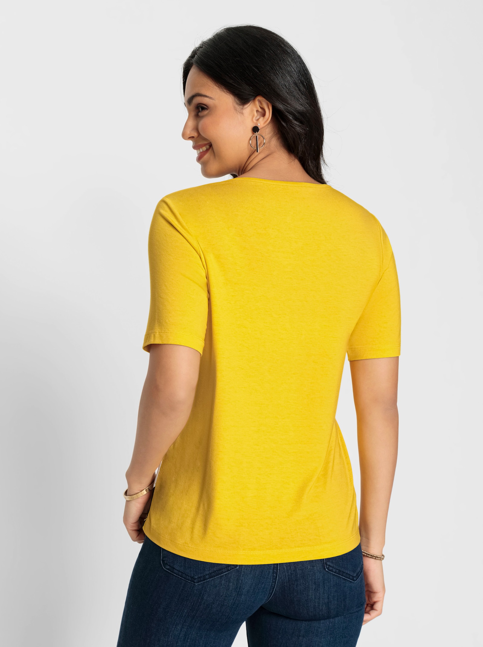 Kurzarmshirt im Muster-Mix - sonnengelb-ecru-bedruckt