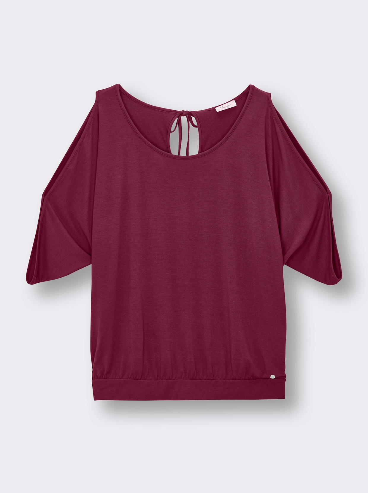 sheego Shirt mit Cut-outs und Bindeband - bordeaux