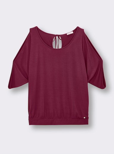 sheego Shirt mit Cut-outs und Bindeband - bordeaux