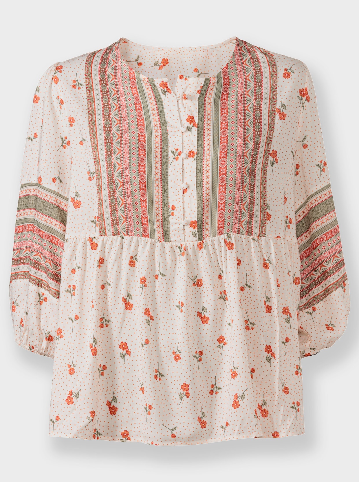 Blouse met print - champagne/papaja bedrukt