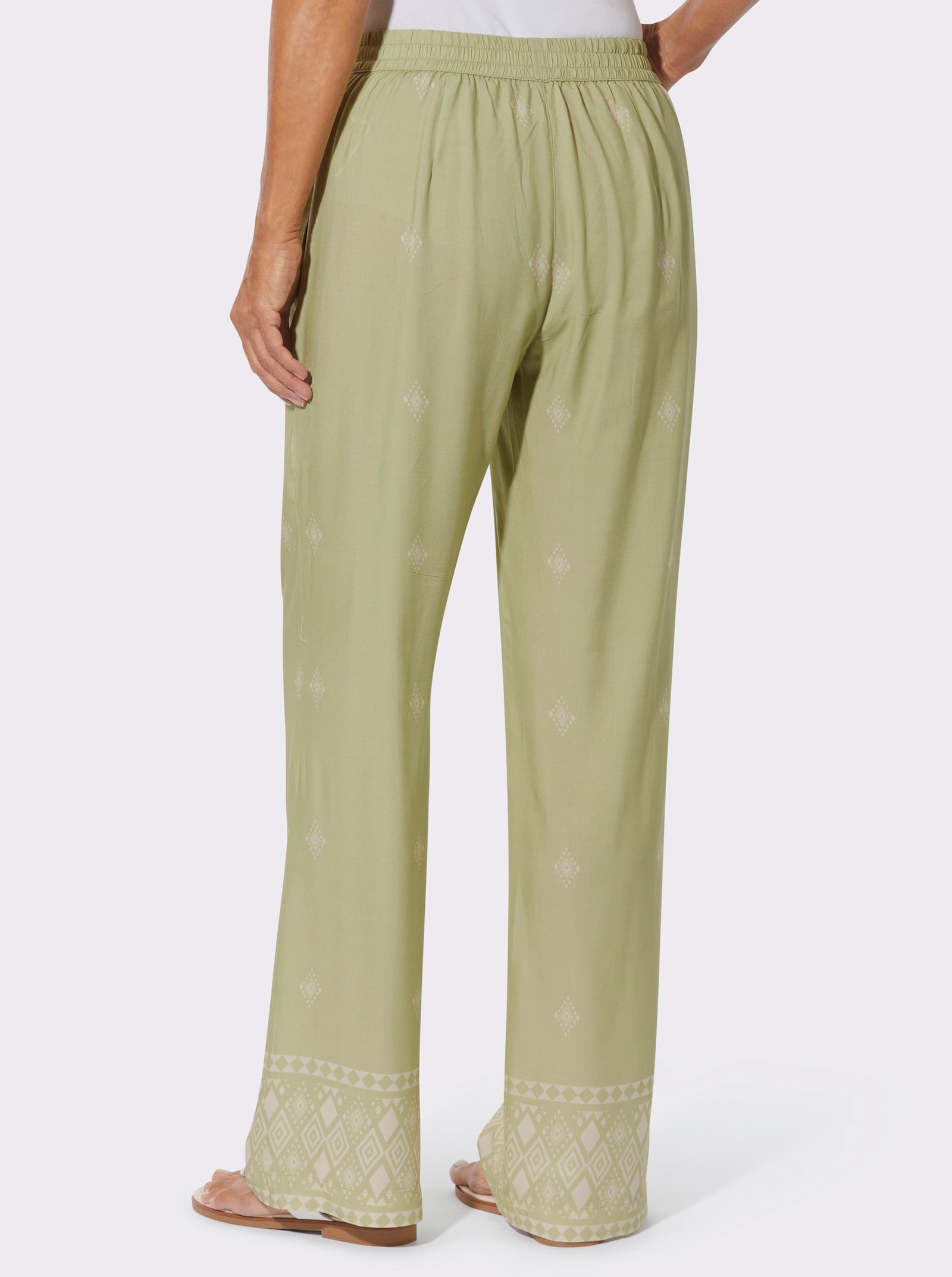 Druckhose mit Allover-Druck - lindgrün-elfenbein-bedruckt