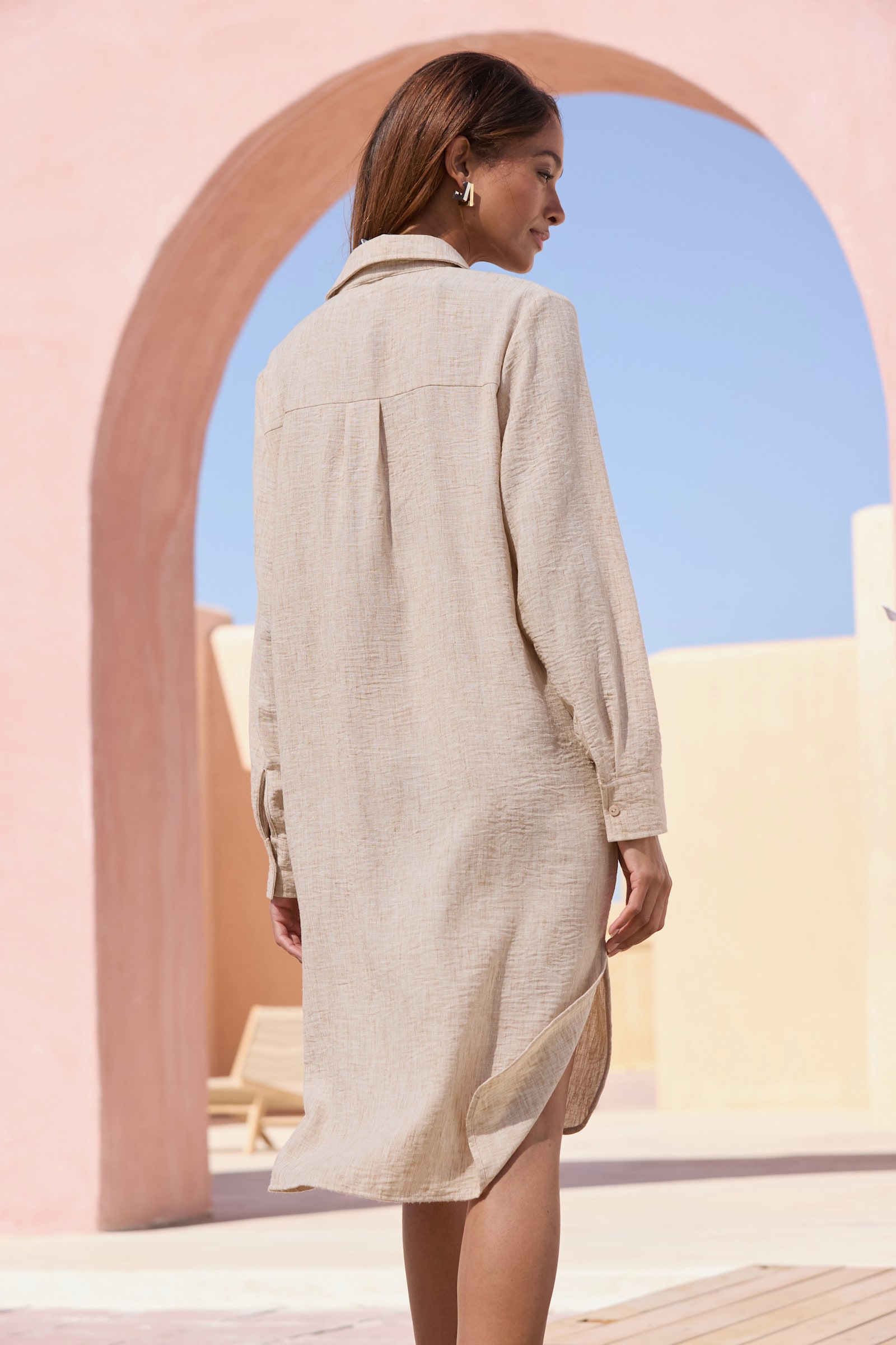 Buffalo Longline blouse - beige gemêleerd
