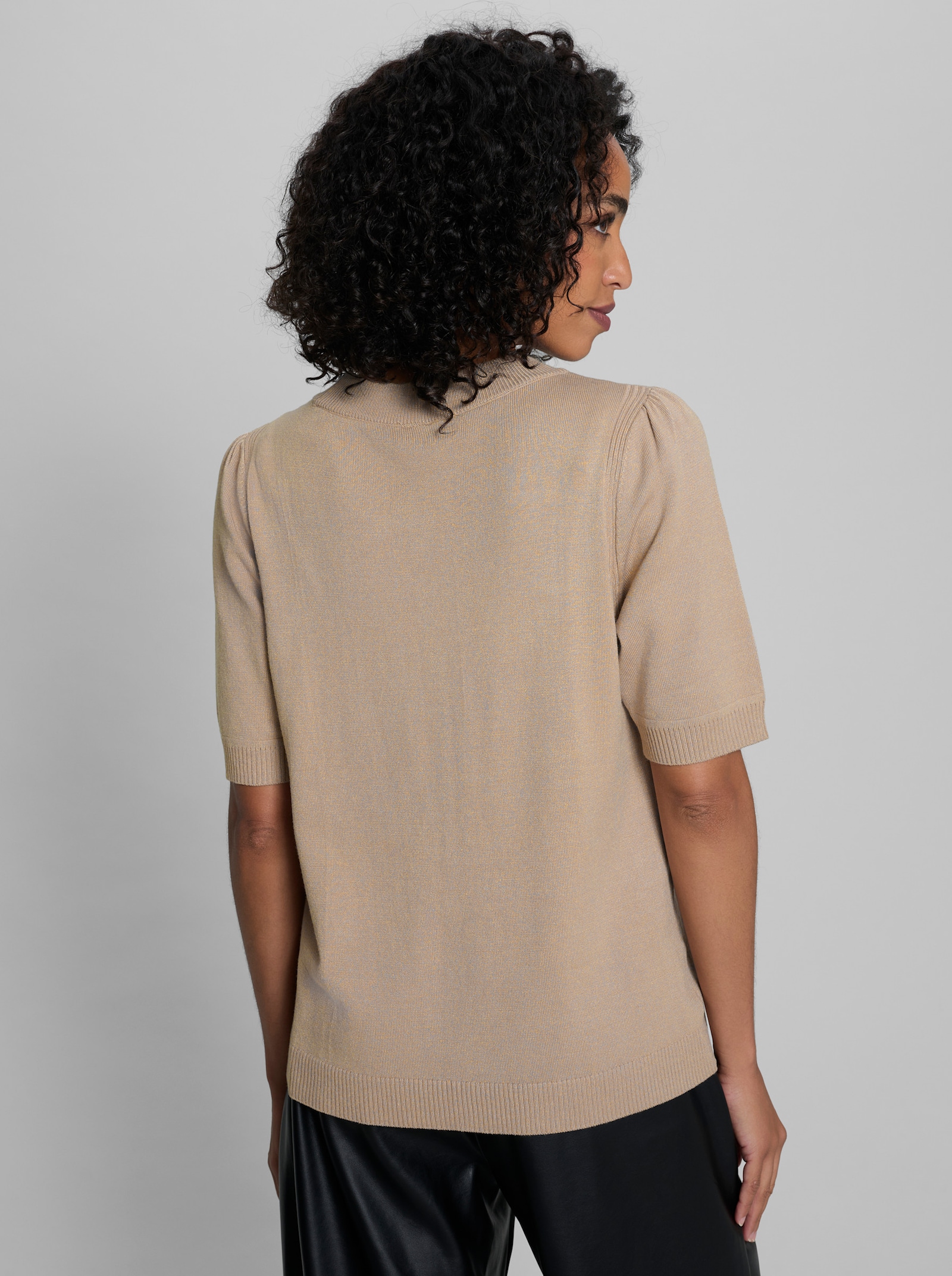 heine Kurzarmpullover mit Puffärmeln - beige