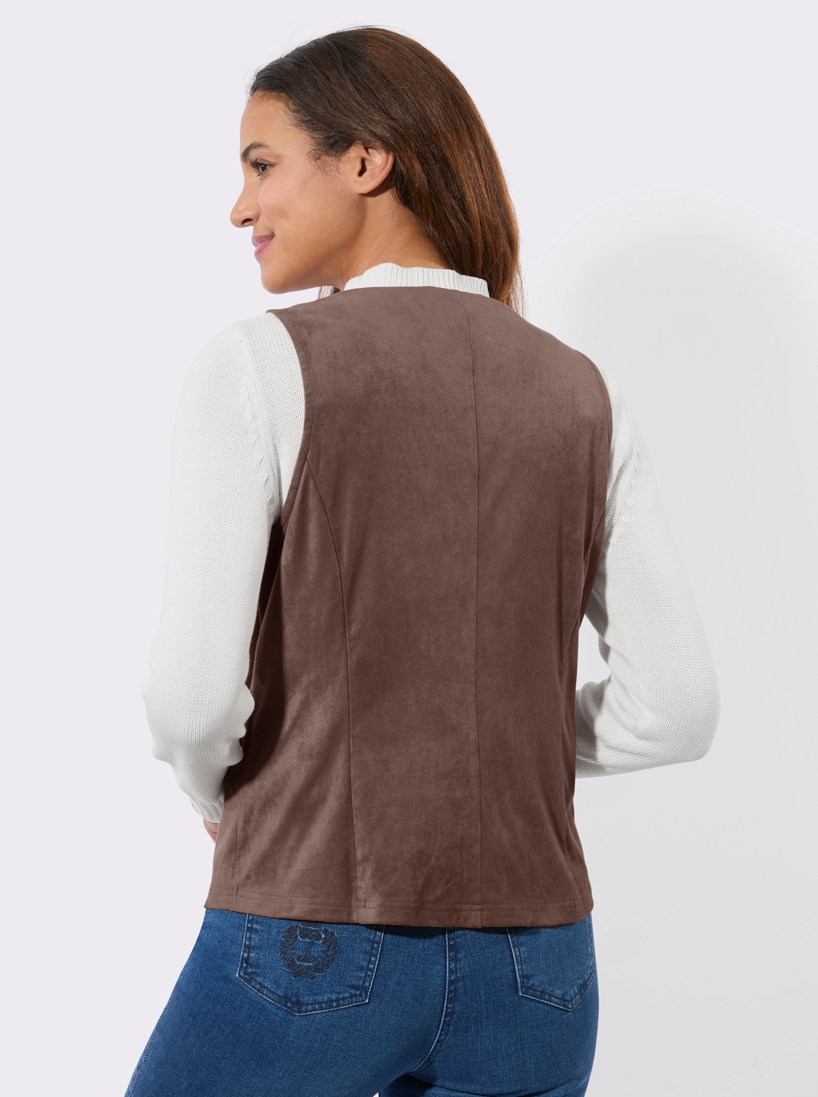 Lederimitatweste mit V-Ausschnitt - schoko