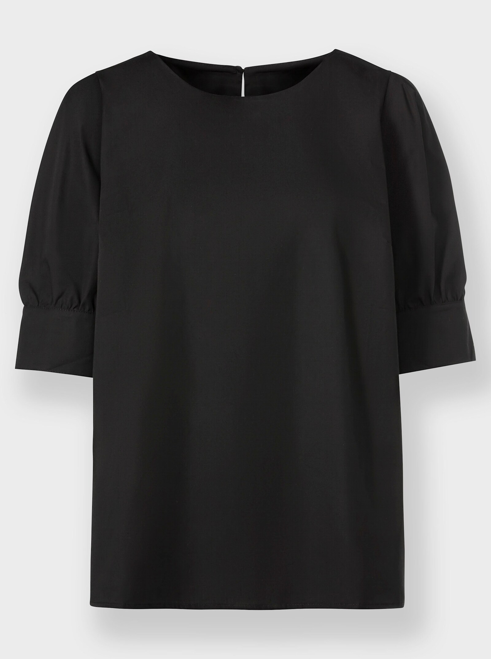 heine Baumwollbluse mit 3/4-langen Puffärmeln - schwarz