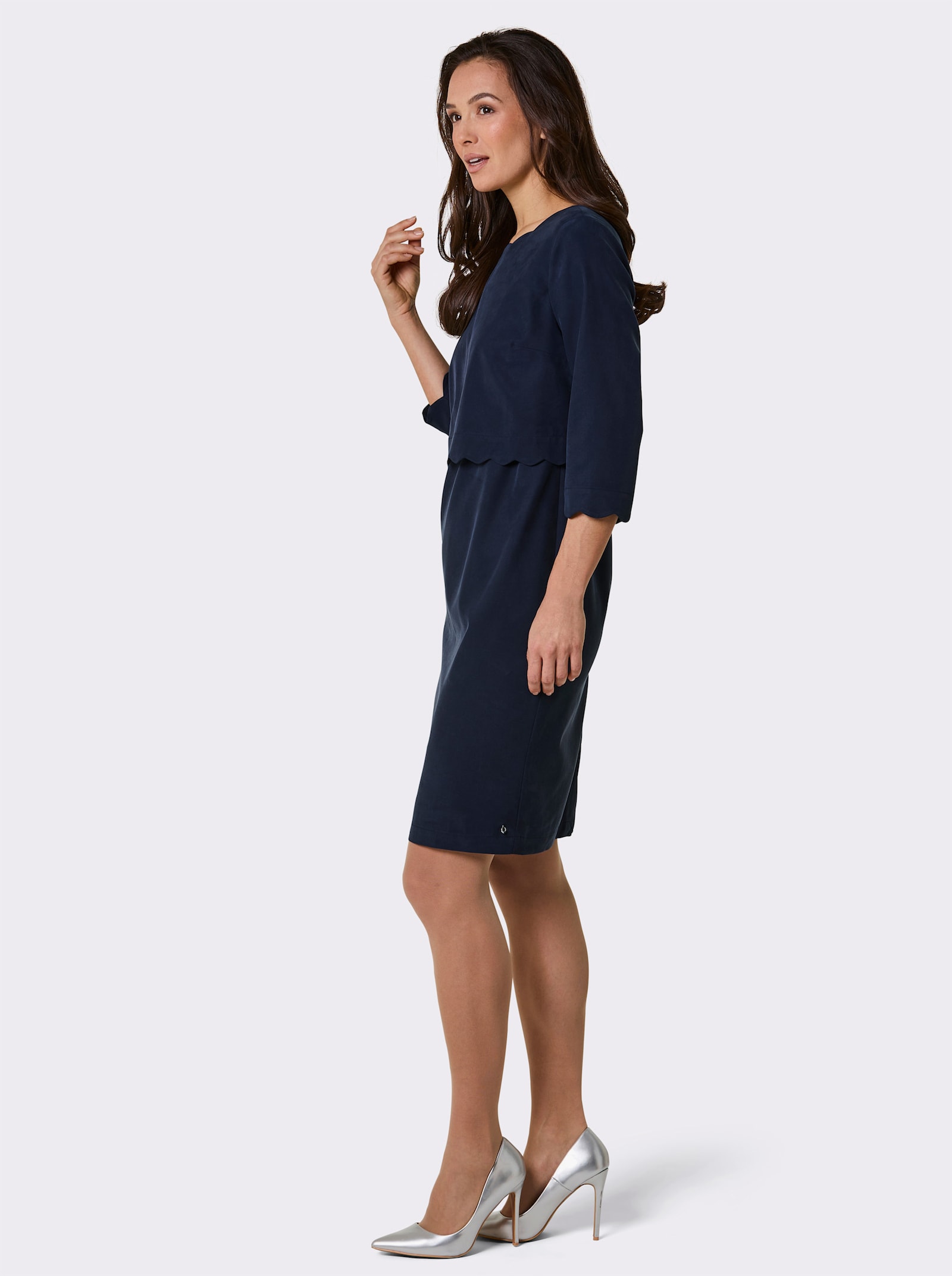 CREATION L PREMIUM Etuikleid in 2-in-1-Optik, gewellte Abschlüsse - marine