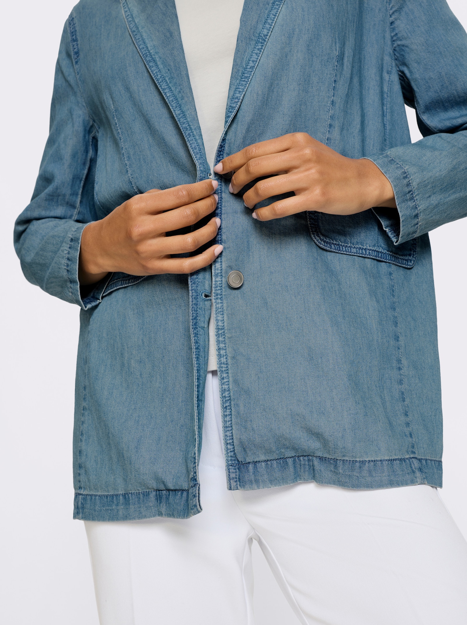 Jeansblazer mit Reverskragen - blue-bleached