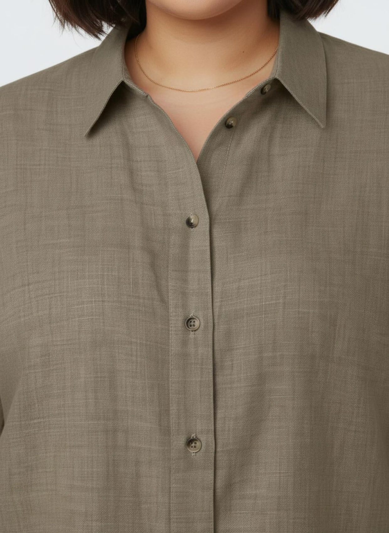 Hemdbluse aus Baumwoll-Stoff - sesam-meliert