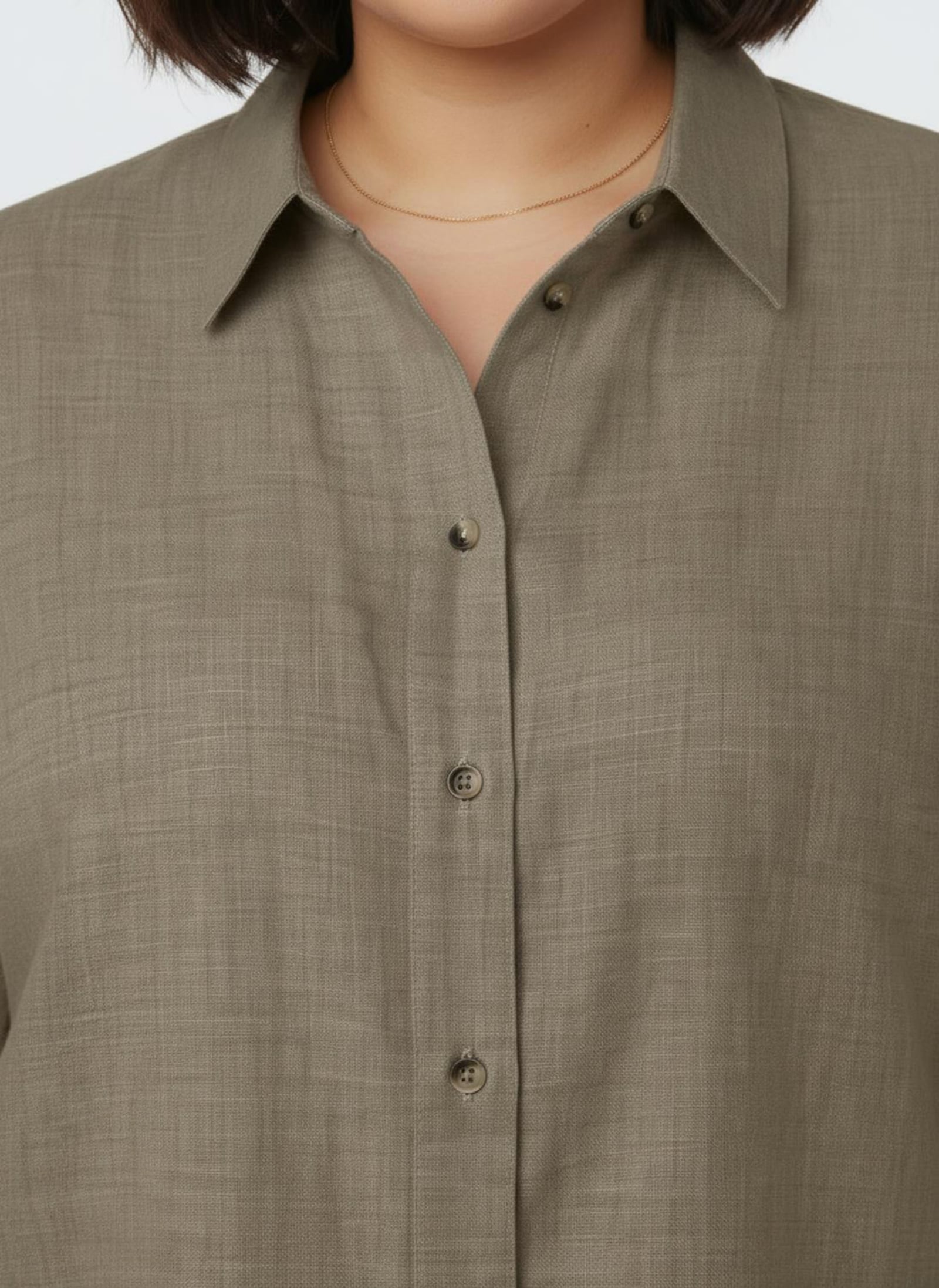 Hemdbluse aus Baumwoll-Stoff - sesam-meliert