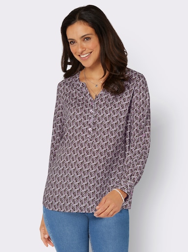 Druckbluse aus Viskose in ECOVERO-Qualität - mauve-dunkeltaupe-bedruckt