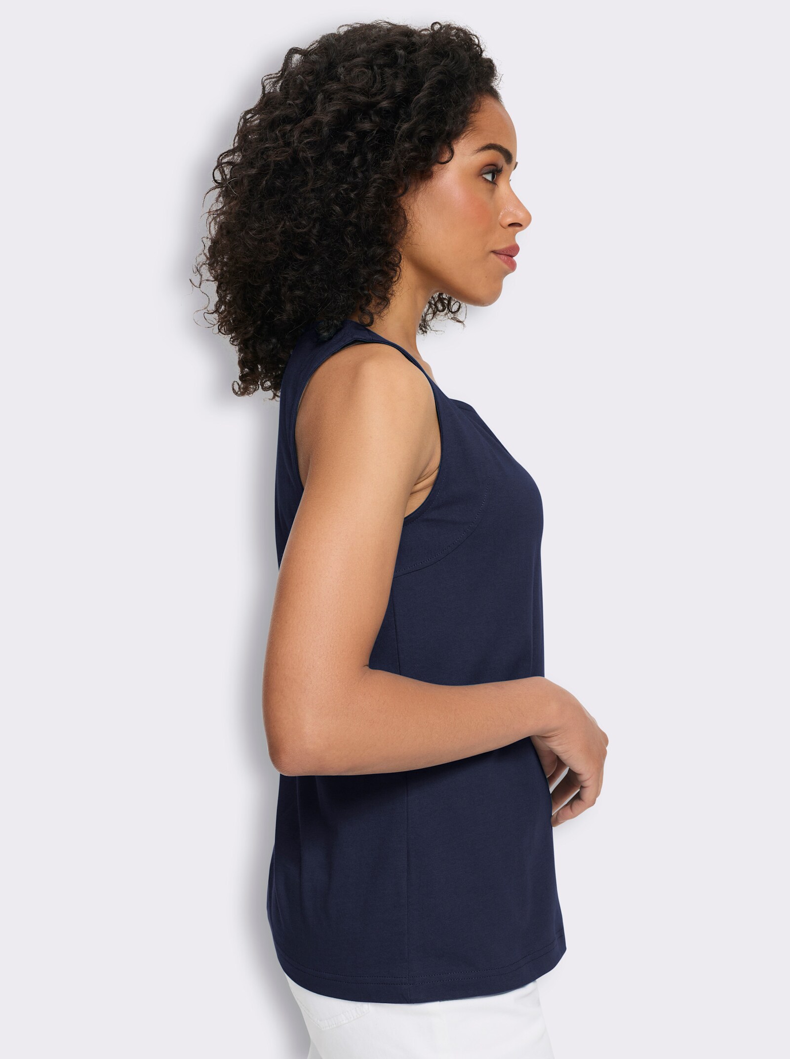 Shirttop met hartvormige hals - marine