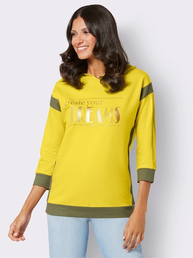 Sweatshirt mit goldfarbenem Folien-Print - limone-khaki