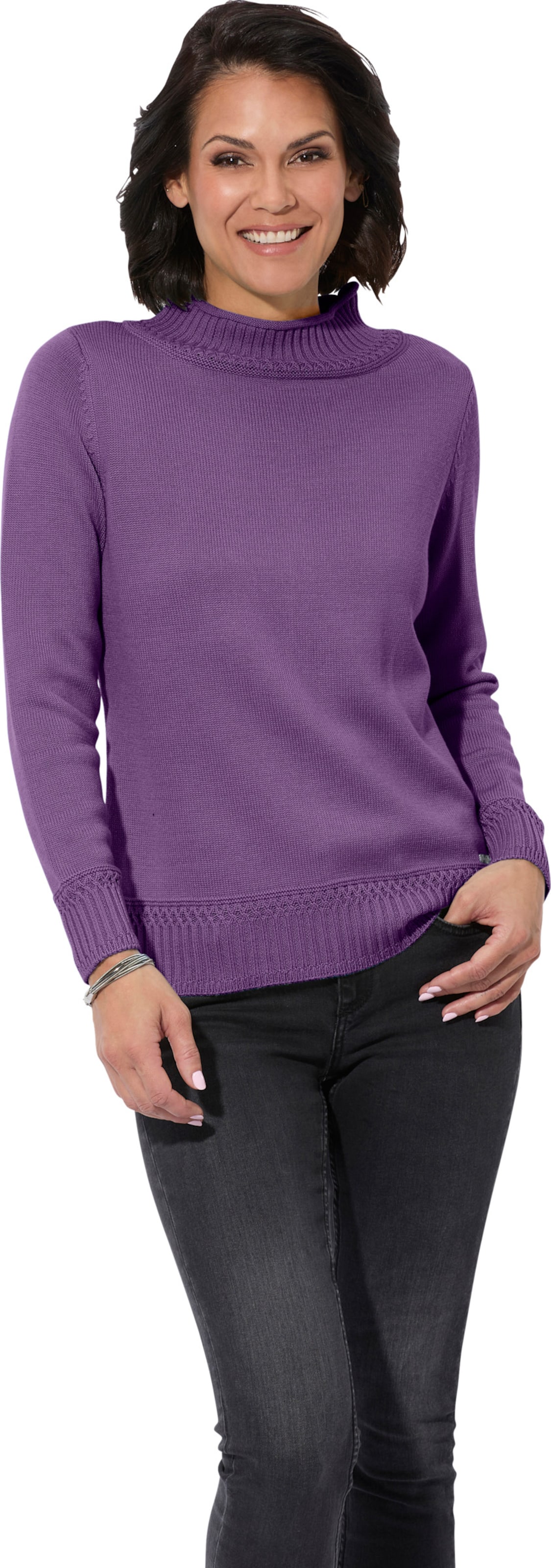Sheego Damen Lila Stehkragenpullover - Bild 2