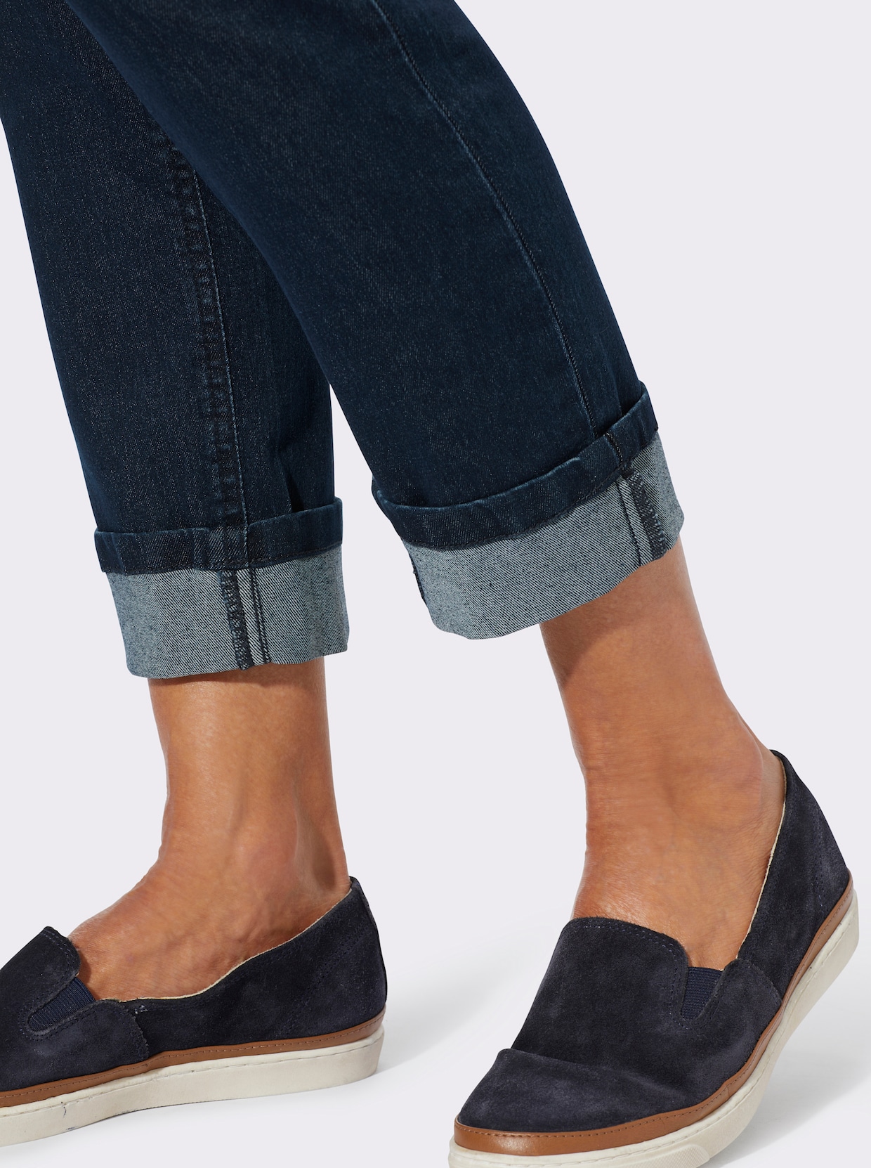 7/8-Jeans mit fixiertem Beinaufschlag - dark blue