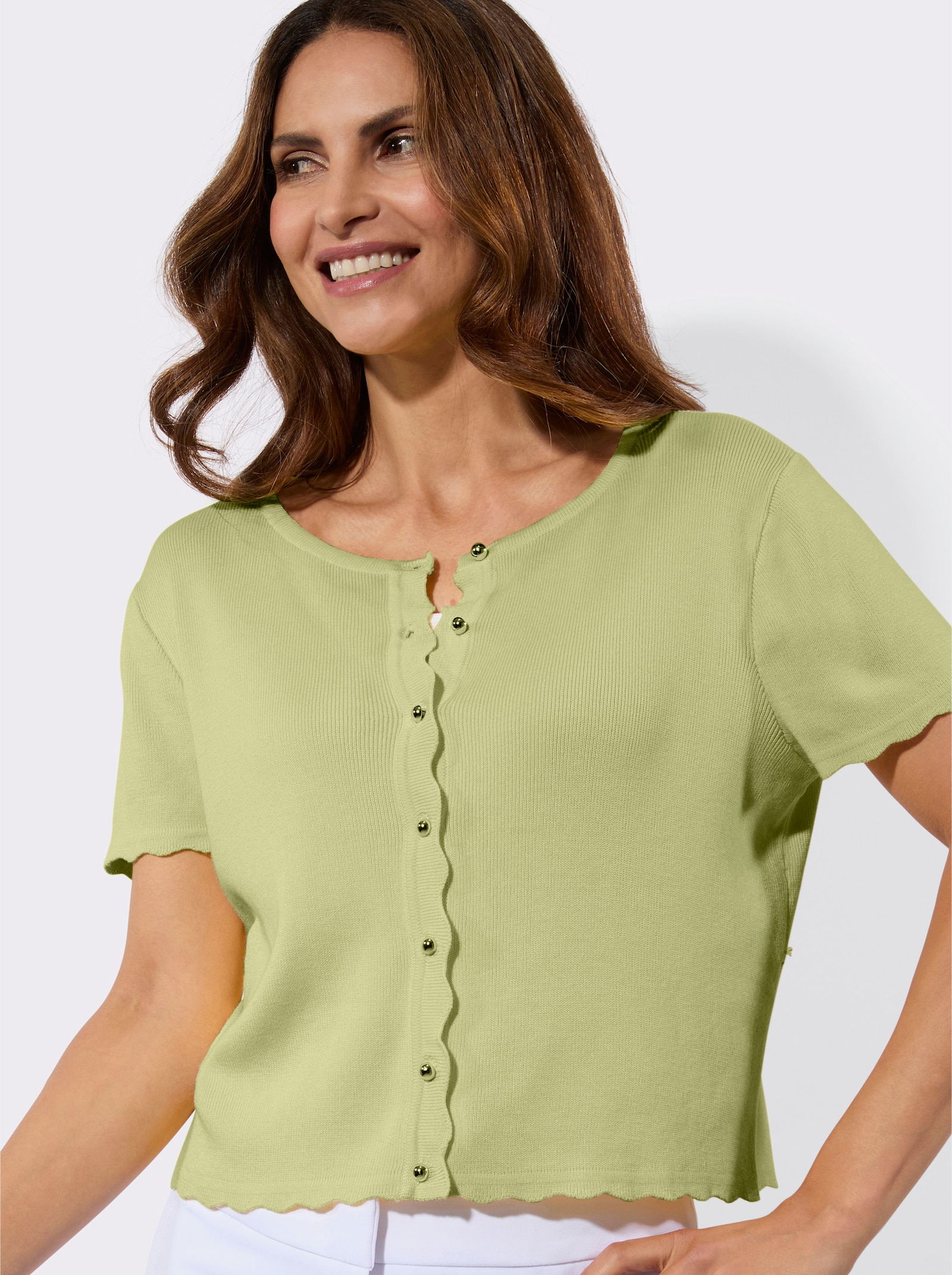 Bolero mit Wellenkante - pistazie