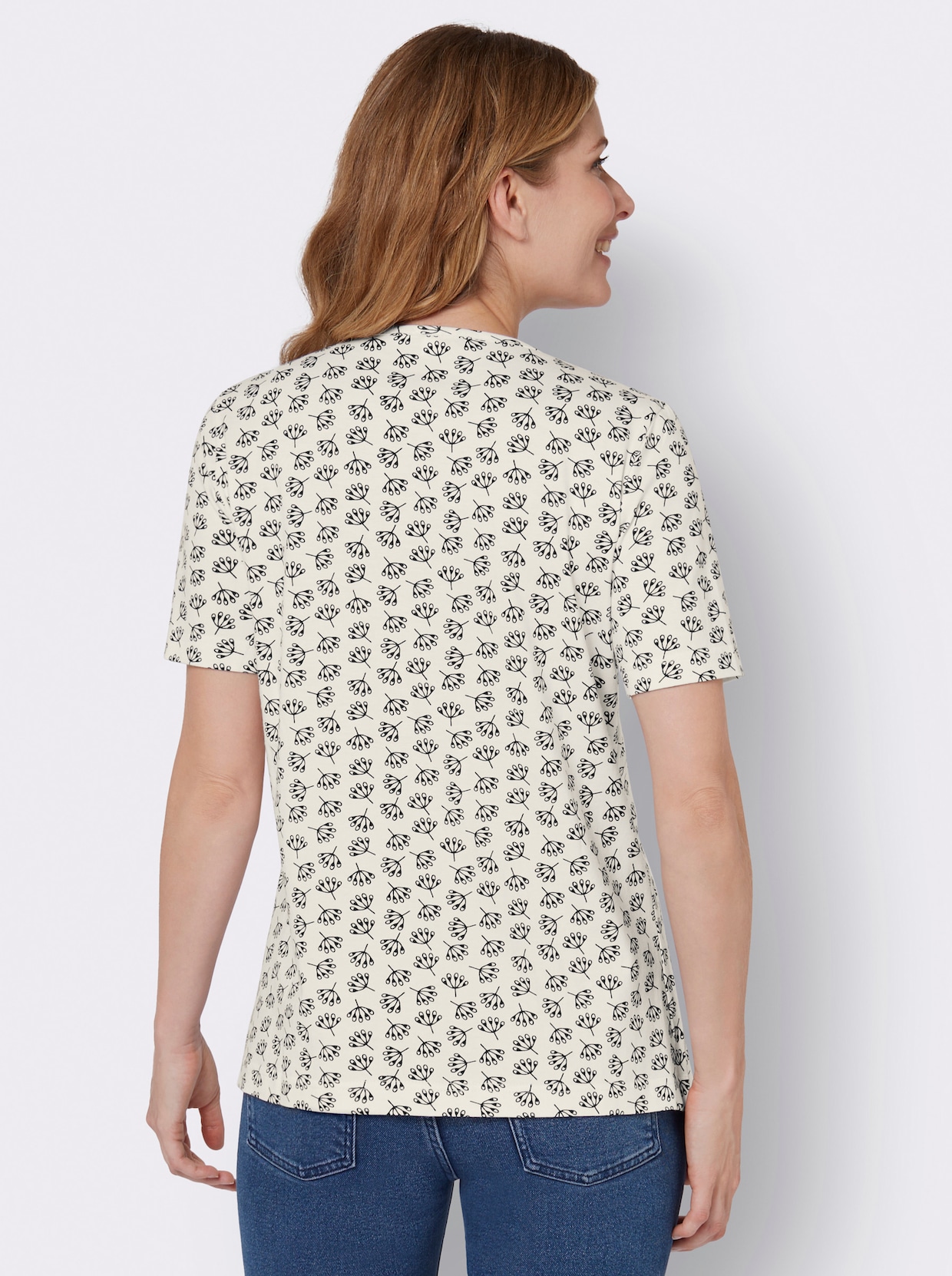 Bedrukt shirt - ecru/marine geprint