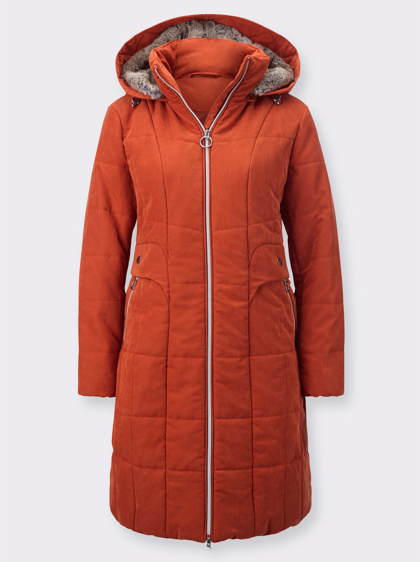 Steppmantel mit 2-Wege-Reißverschluss - rostrot