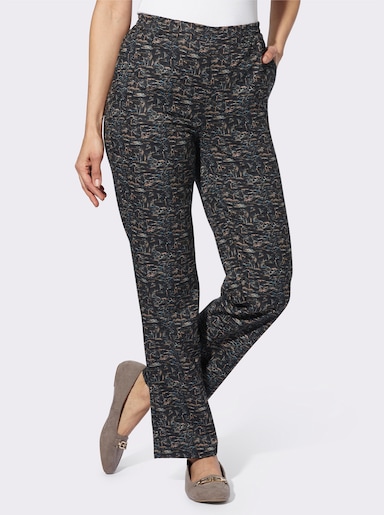 Druckhose mit angesetztem Dehnbund - schwarz-sand-bedruckt