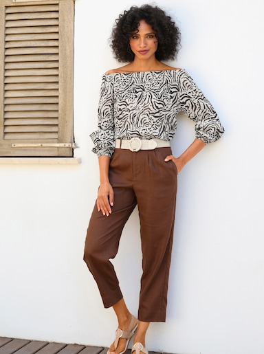 heine Druckbluse - sand-braun-bedruckt
