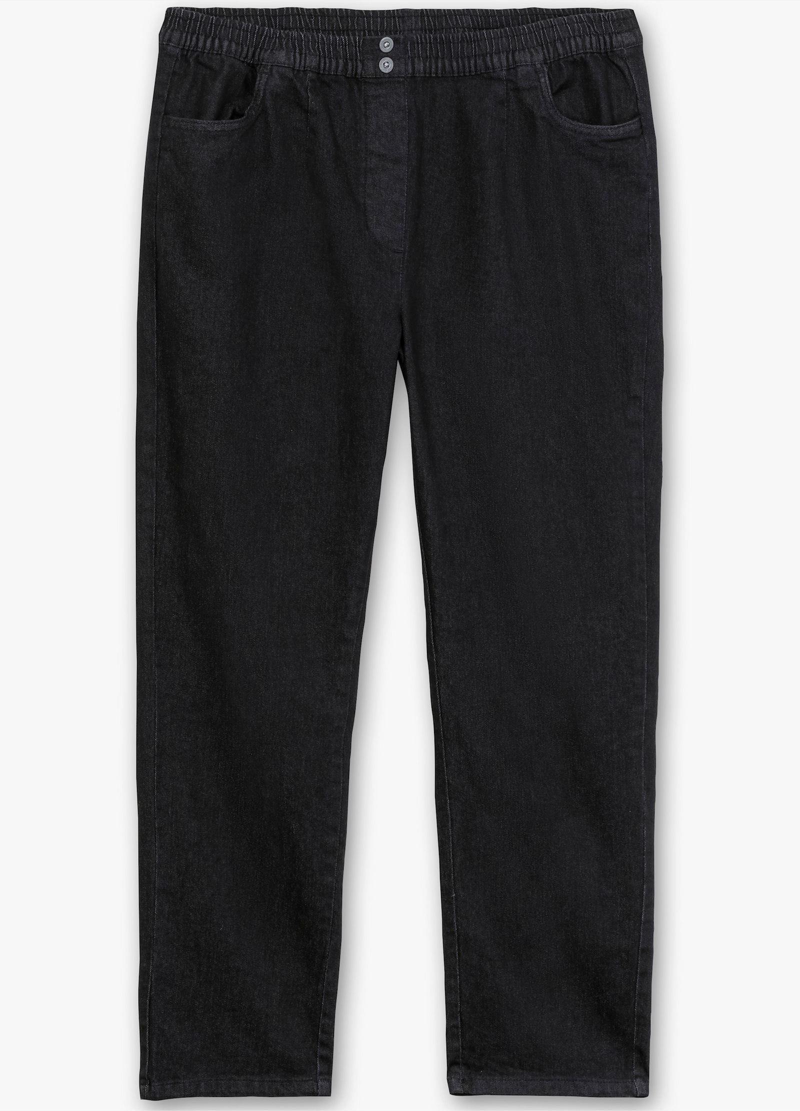 Schlupfjeans mit imitierter Reißverschluss-Blende - black-denim