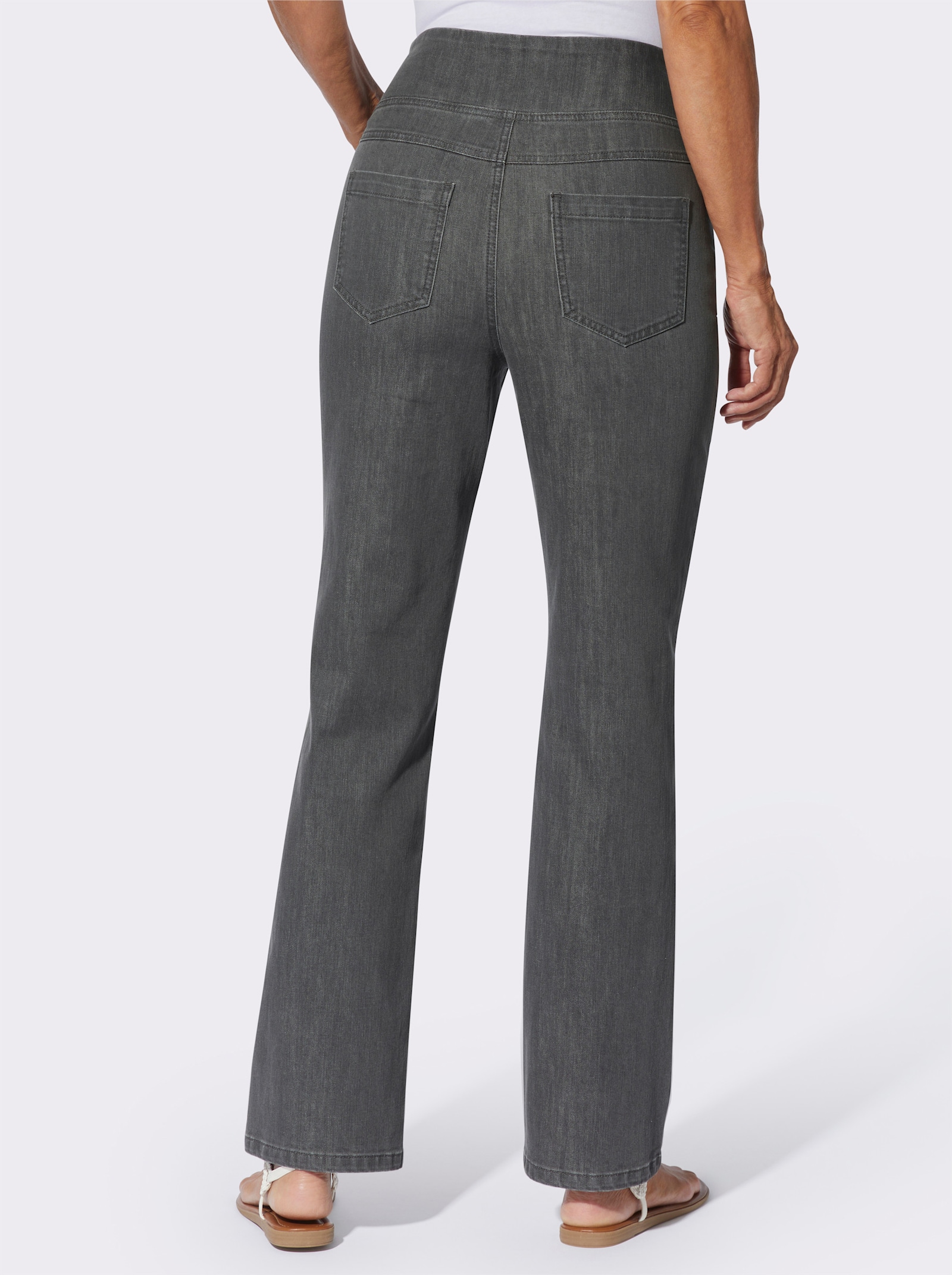 Gerade Jeans mit hohem Bund - grey-denim