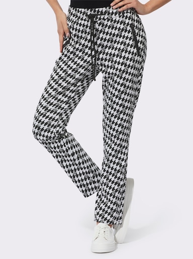 Jerseyhose - schwarz-weiß-gemustert