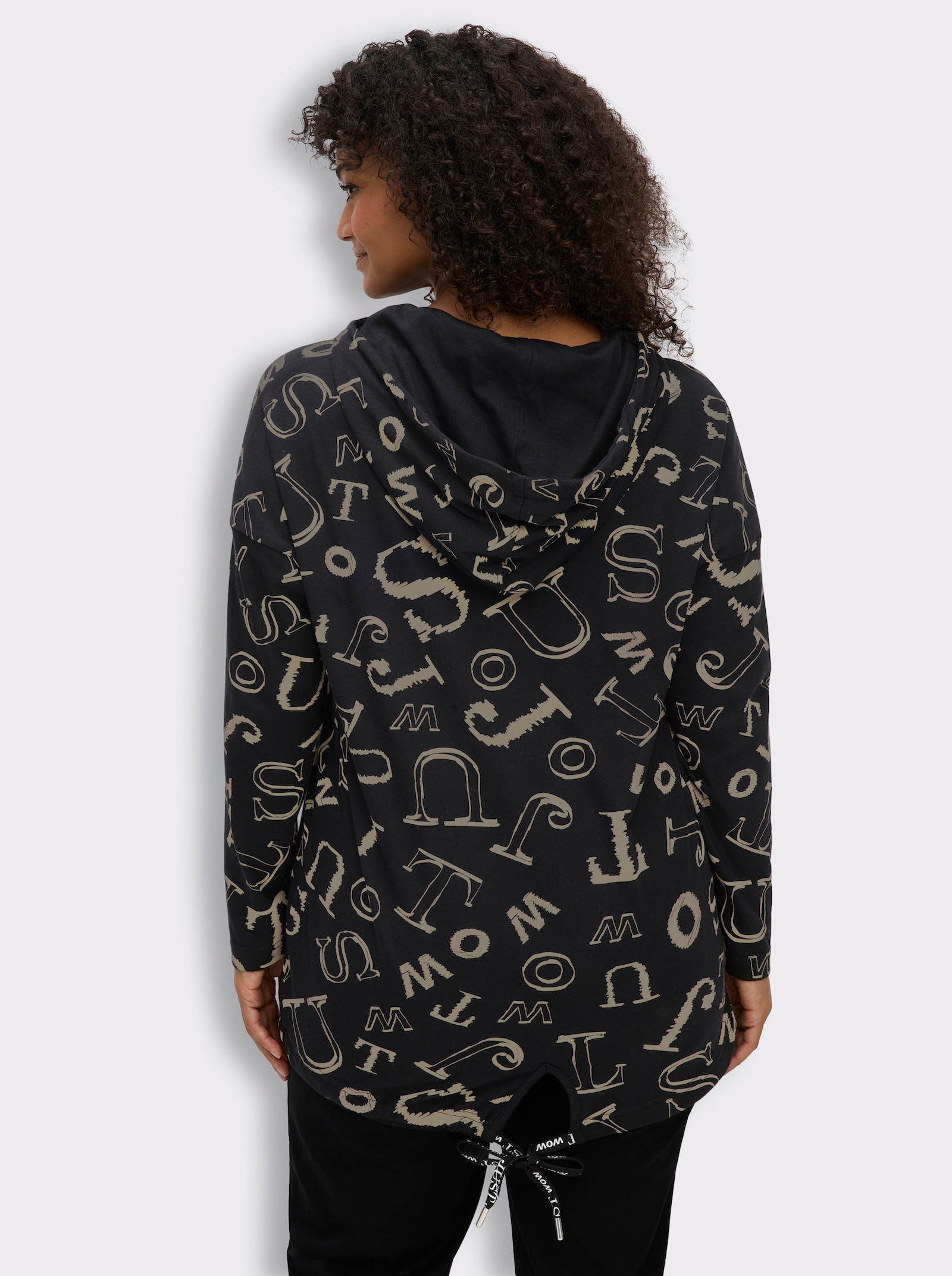 Longshirt im Lettering-Dessin - schwarz-schlamm