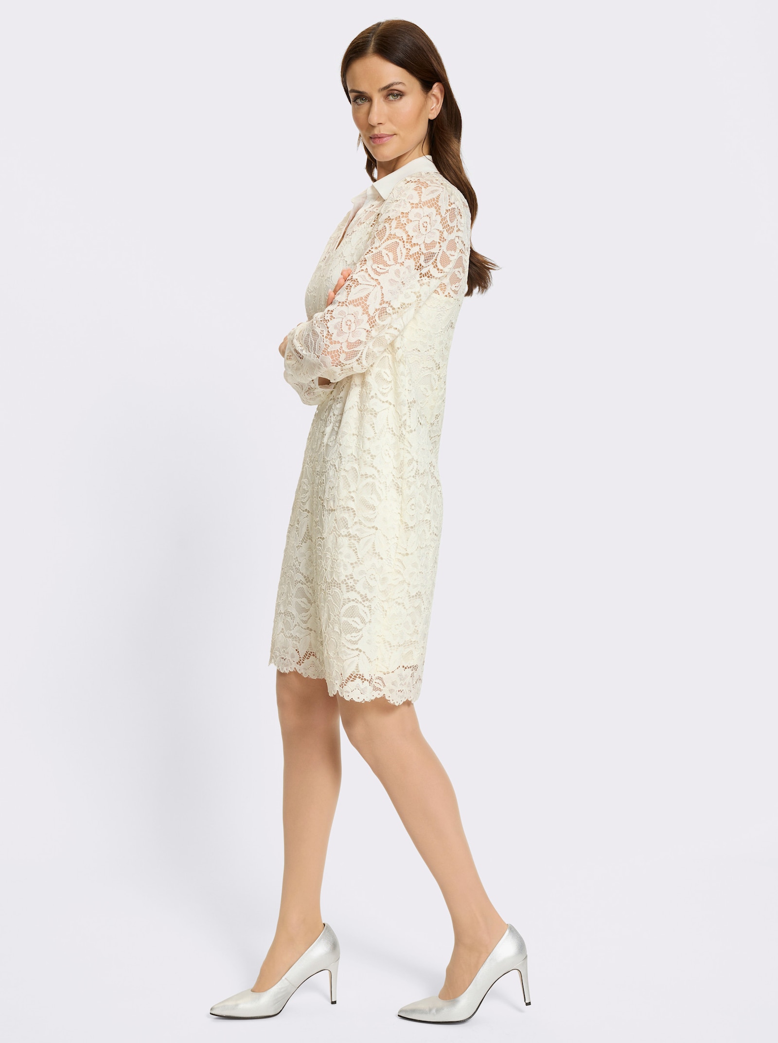 heine Spitzenkleid mit Unterkleid - ecru
