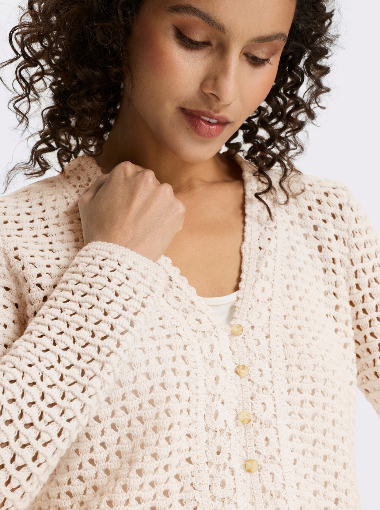 heine Ajourstrickjacke - ecru