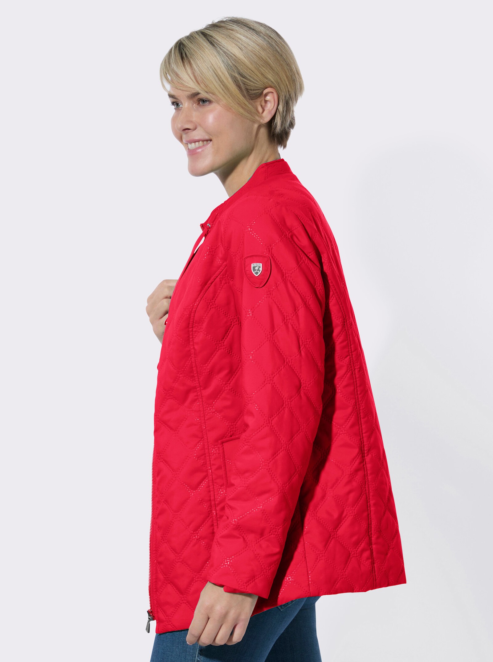 Steppjacke mit Prägedruck in Steppoptik - rot