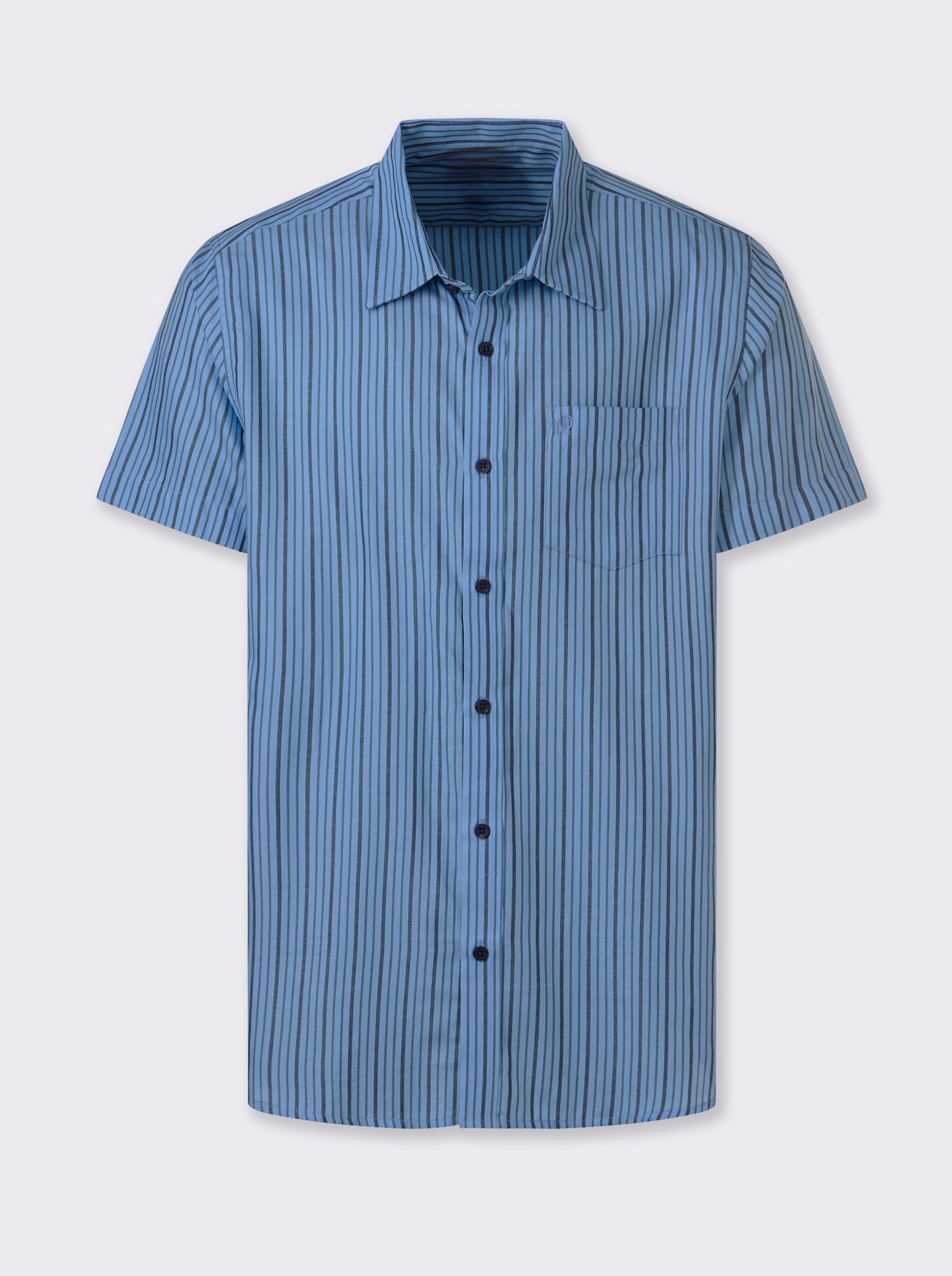 Marco Donati Overhemd met korte mouwen, strijkvrij - hemelsblauw gestreept