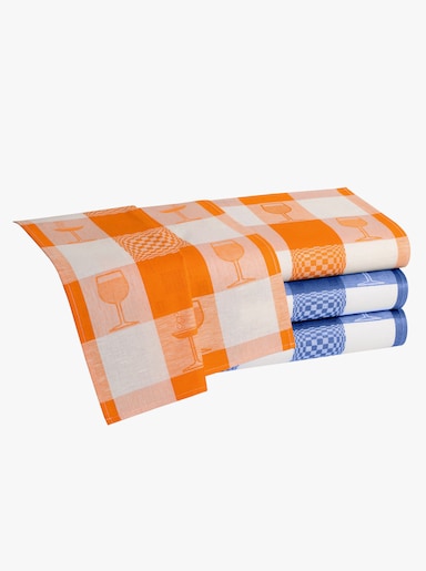 Geschirrtücher - royalblau + orange-bedruckt