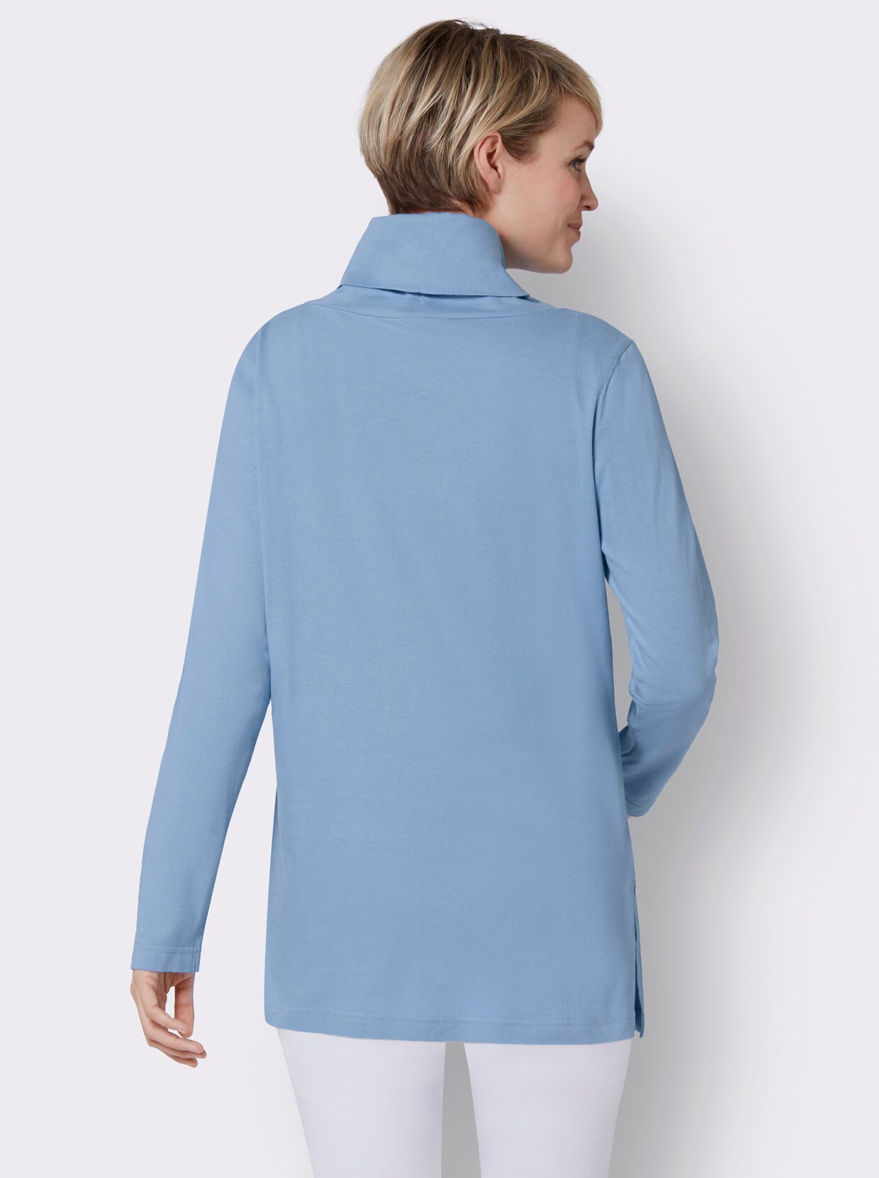 Lang shirt - hemelsblauw bedrukt