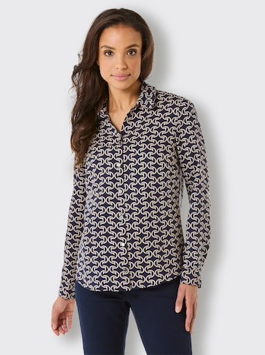 CREATION L PREMIUM Hemdbluse in Lyocell-Qualität - marine-camel-bedruckt