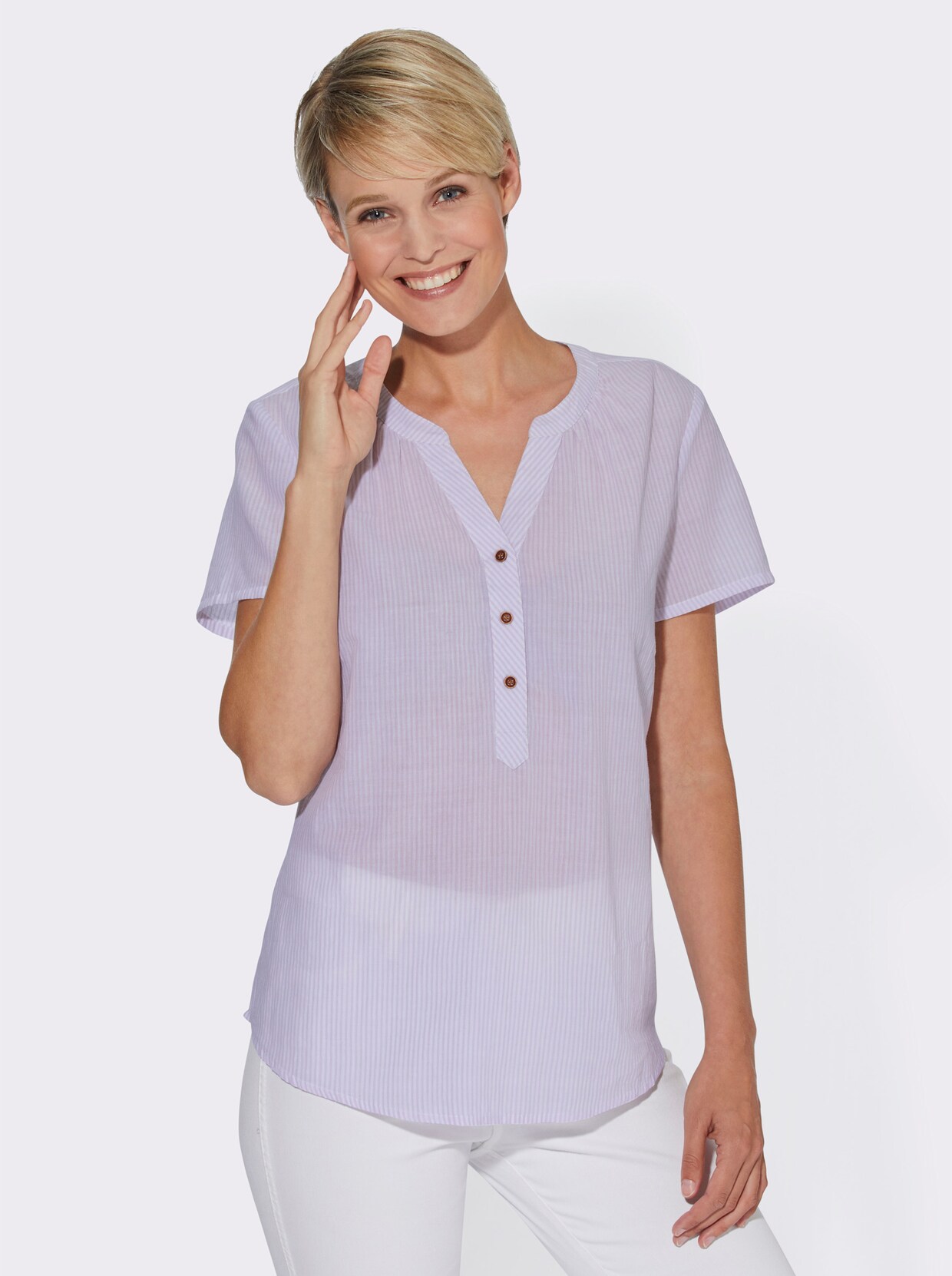 Comfortabele blouse - lila gestreept